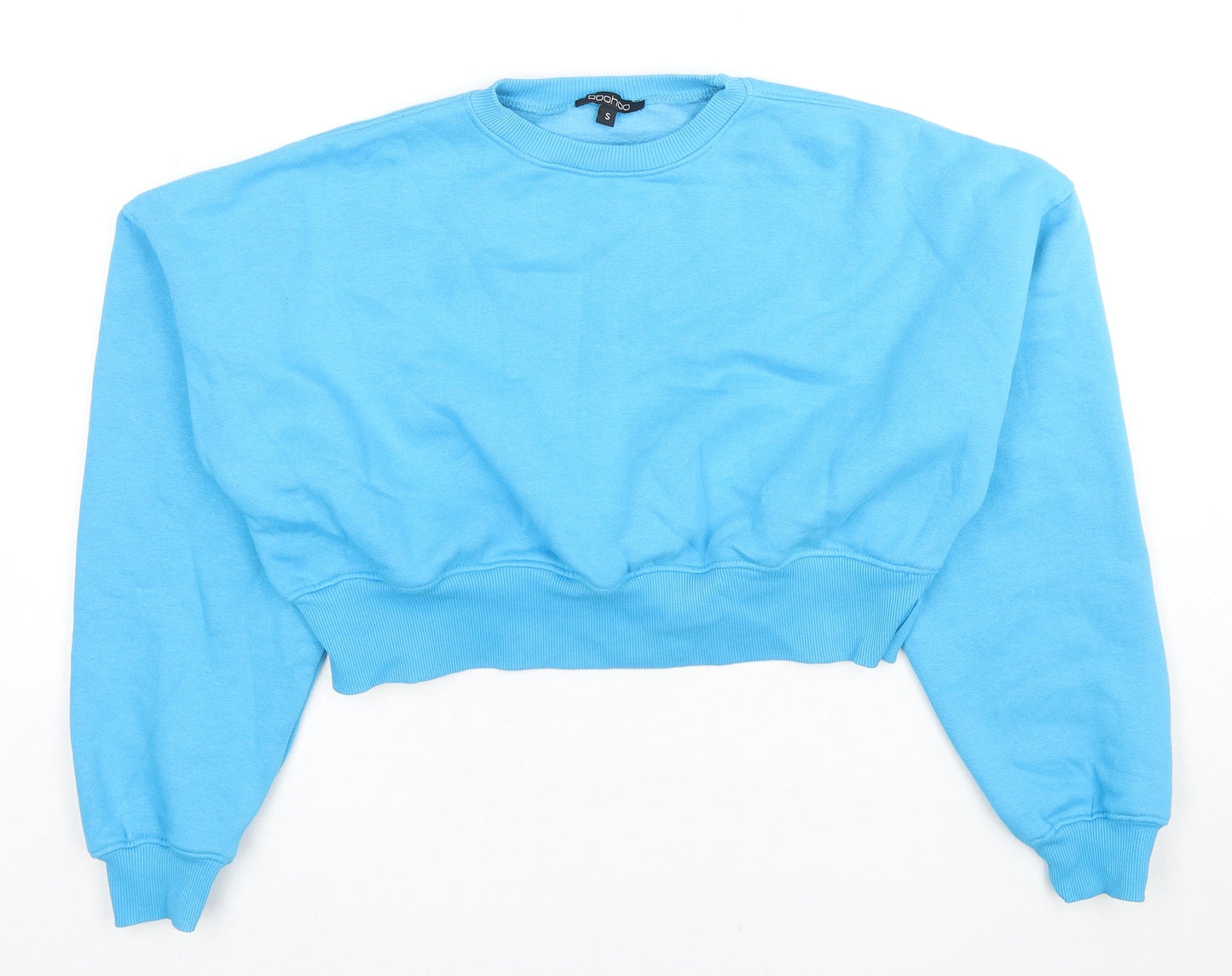 Boohoo Womens Blue Cotton Pullover Sweatshirt Size S Pullover