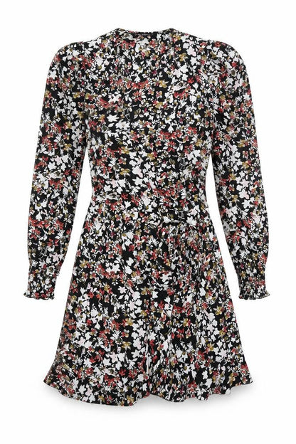 Little Mistress Womens Multicoloured Floral Polyester Wrap Dress Size 6 V-Neck Tie - Frill