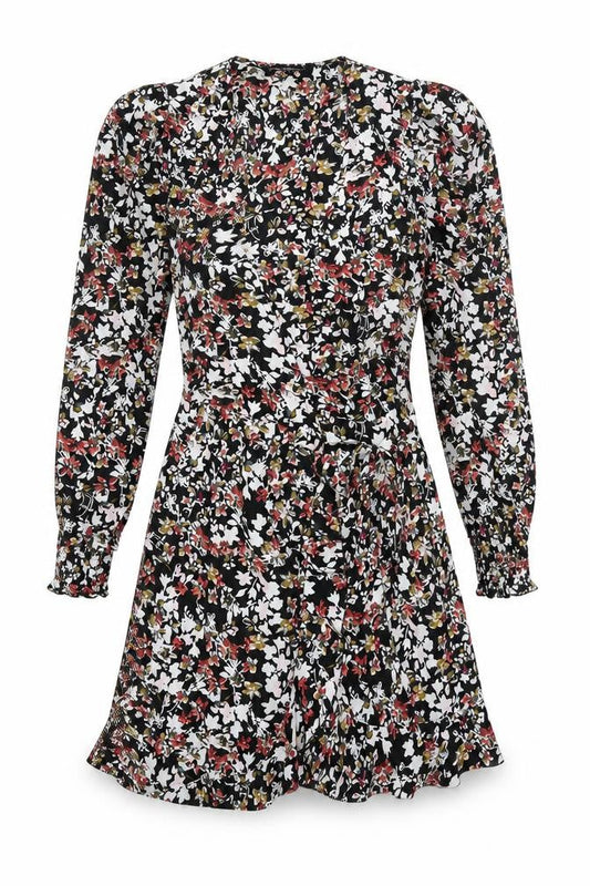 Little Mistress Womens Multicoloured Floral Polyester Wrap Dress Size 6 V-Neck Tie - Frill