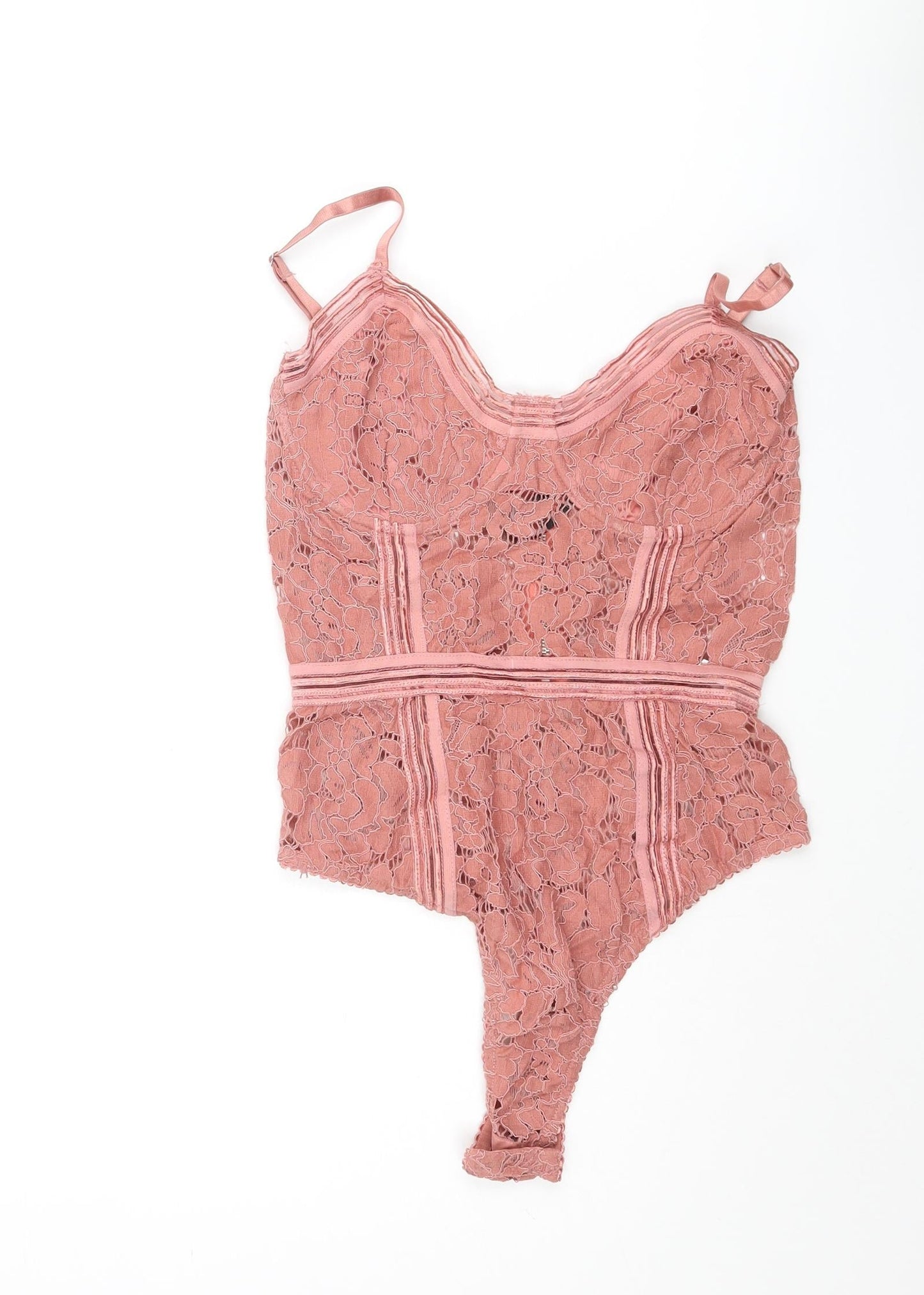 Missguided Womens Pink Nylon Bodysuit One-Piece Size 6 Zip