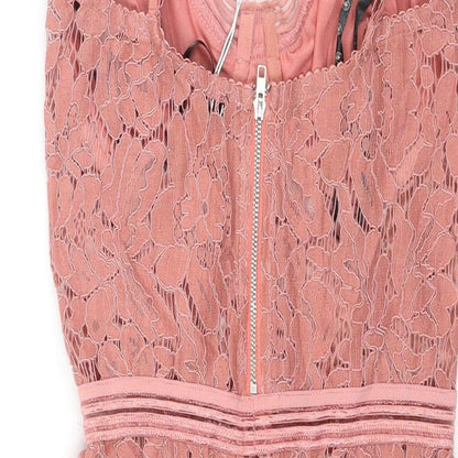 Missguided Womens Pink Nylon Bodysuit One-Piece Size 6 Zip