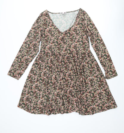 Simply Be Womens Multicoloured Floral Polyester A-Line Size 14 Scoop Neck Pullover