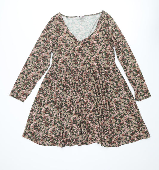 Simply Be Womens Multicoloured Floral Polyester A-Line Size 14 Scoop Neck Pullover