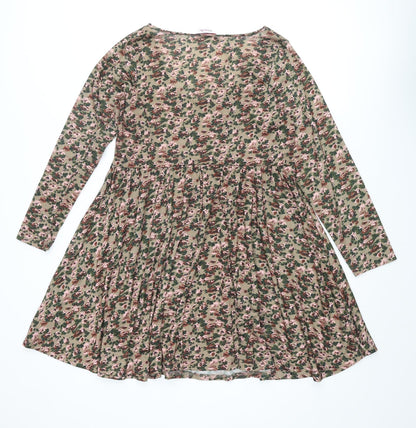 Simply Be Womens Multicoloured Floral Polyester A-Line Size 14 Scoop Neck Pullover