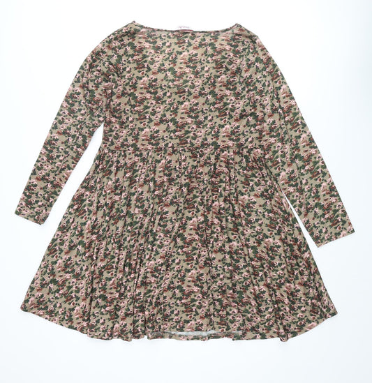 Simply Be Womens Multicoloured Floral Polyester A-Line Size 14 Scoop Neck Pullover