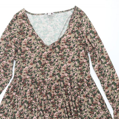 Simply Be Womens Multicoloured Floral Polyester A-Line Size 14 Scoop Neck Pullover