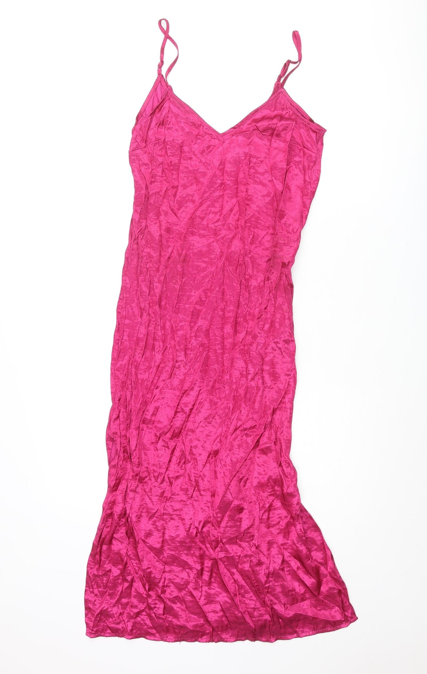 Divided by H&M Womens Pink Polyester Slip Dress Size 8 V-Neck Pullover