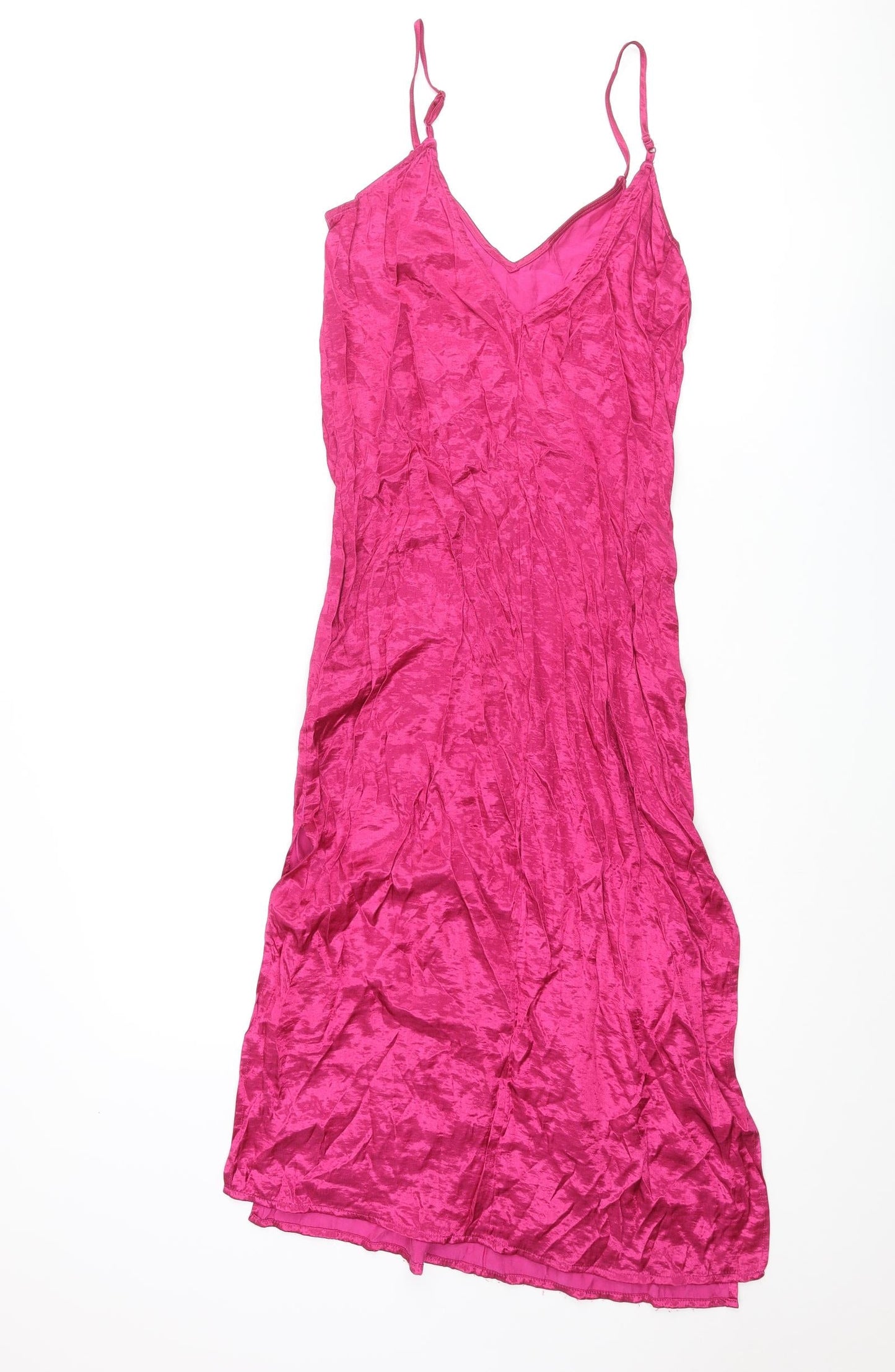 Divided by H&M Womens Pink Polyester Slip Dress Size 8 V-Neck Pullover