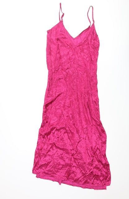 Divided by H&M Womens Pink Polyester Slip Dress Size 8 V-Neck Pullover