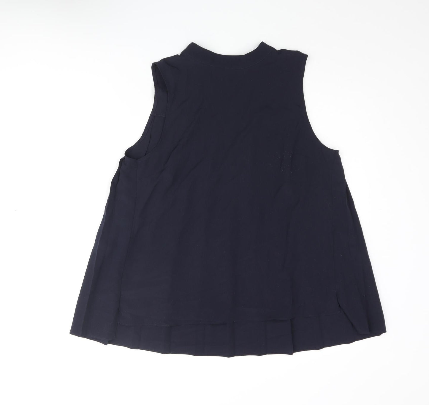 French Connection Womens Blue Polyester Camisole Blouse Size 12 Mock Neck - Pleated