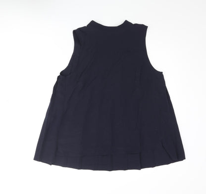 French Connection Womens Blue Polyester Camisole Blouse Size 12 Mock Neck - Pleated