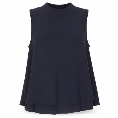 French Connection Womens Blue Polyester Camisole Blouse Size 12 Mock Neck - Pleated