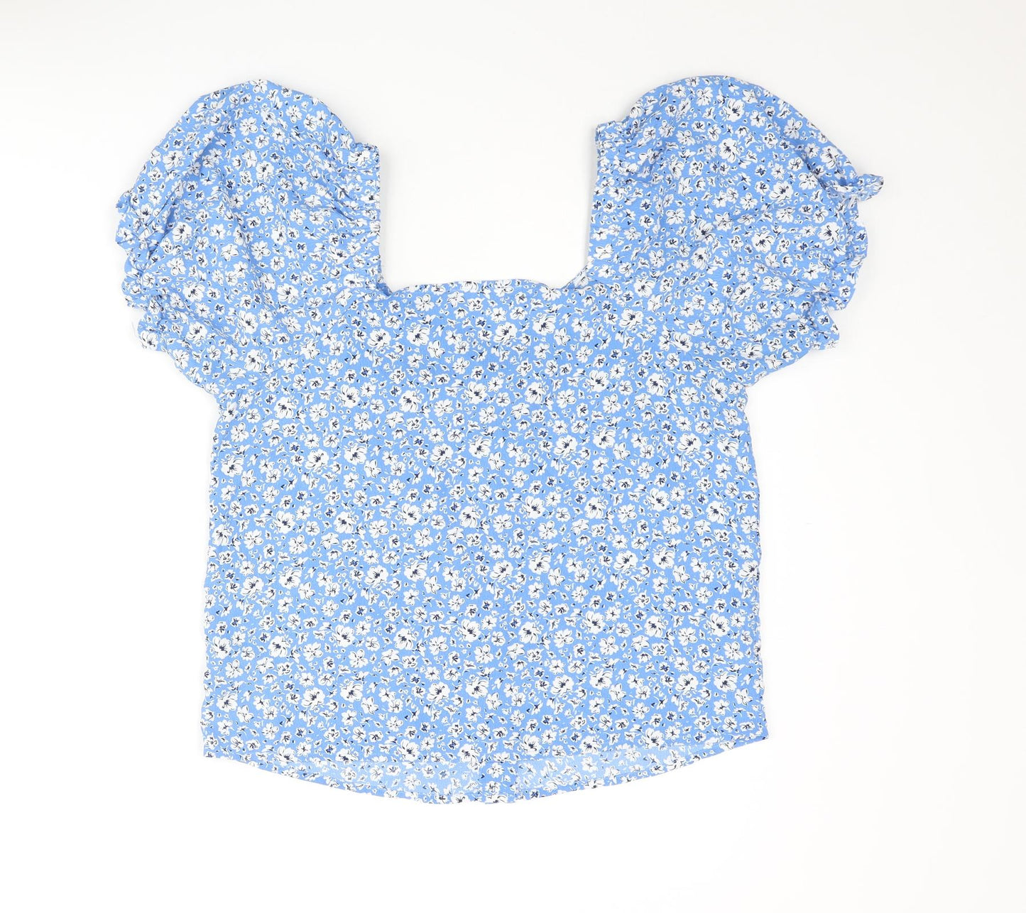 Womens UK Size S Mango Blue Basic Blouse