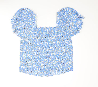 Womens UK Size S Mango Blue Basic Blouse
