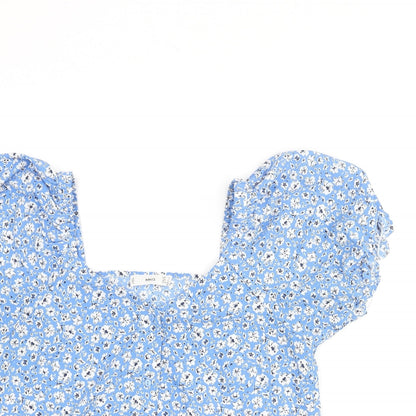 Womens UK Size S Mango Blue Basic Blouse