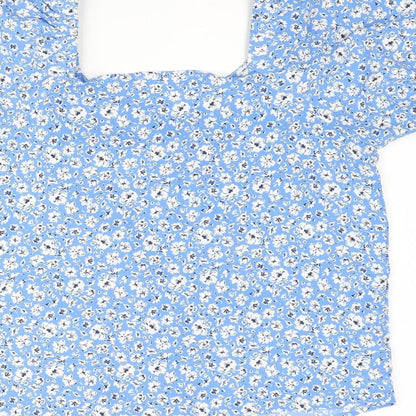 Womens UK Size S Mango Blue Basic Blouse