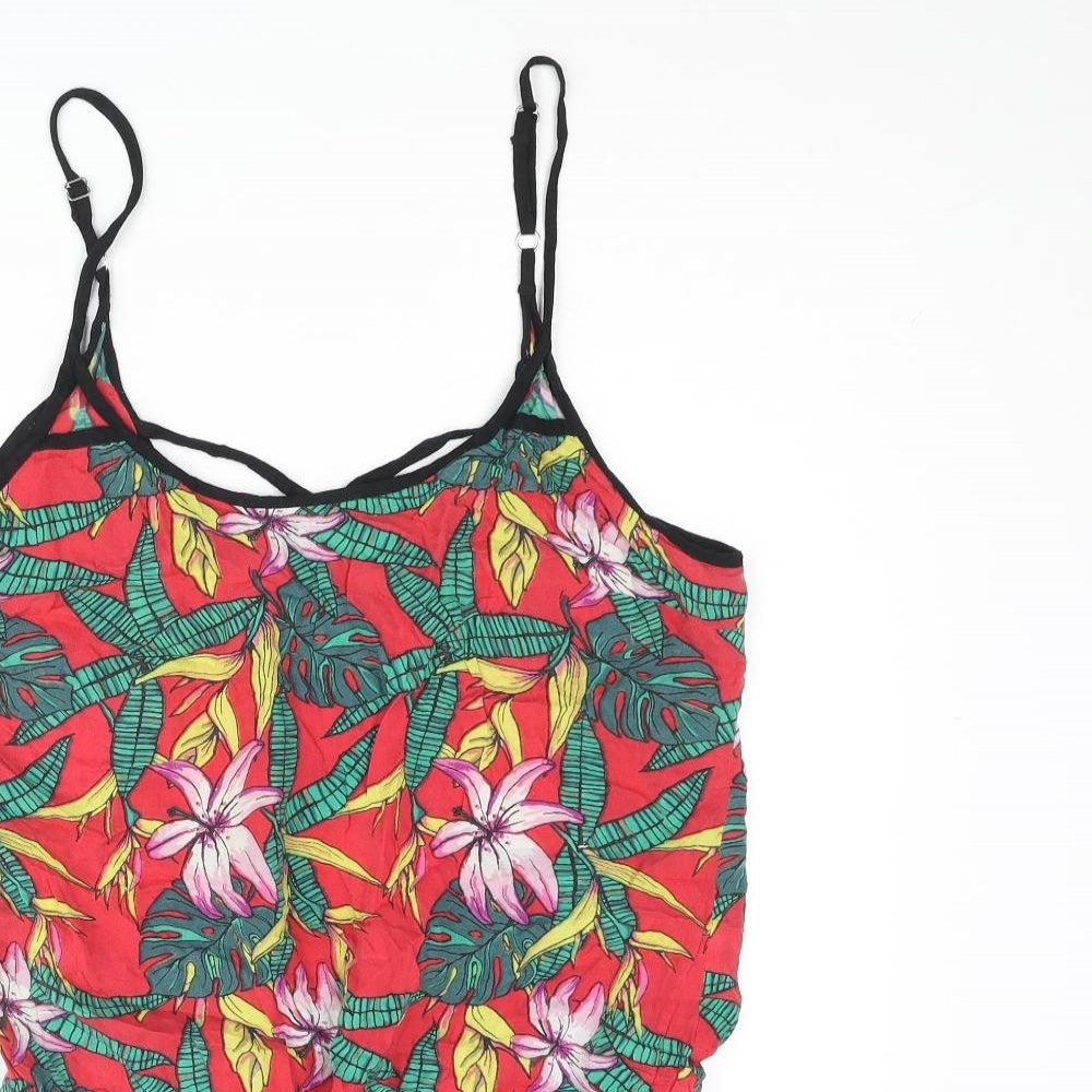 River Island Womens Multicoloured Geometric Vinyl Playsuit One-Piece Size M Pullover - Plant Print