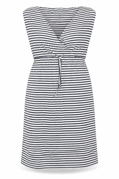 John Lewis Womens White Striped Viscose A-Line Size M Square Neck Pullover - Drawstring