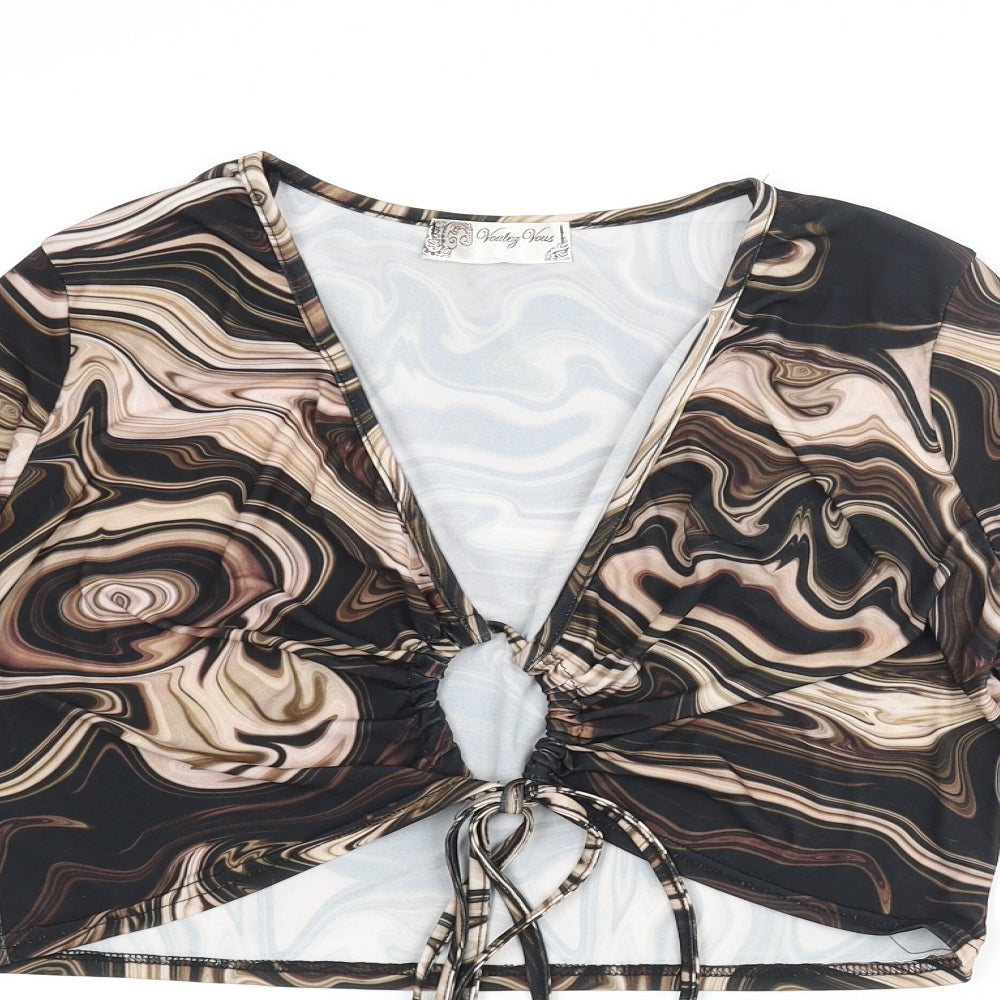 Womens UK Size 12 Voulez-Vous Black Cropped Blouse