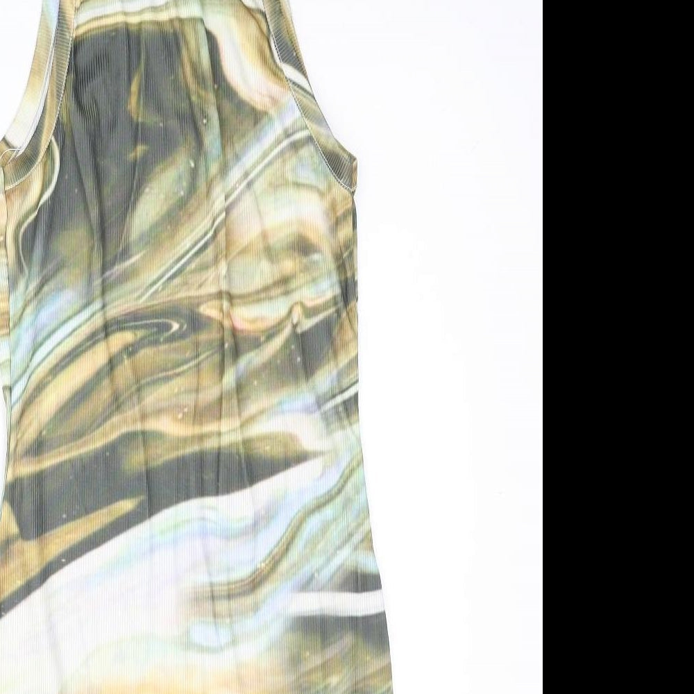 PRETTYLITTLETHING Womens Multicoloured Geometric Polyester Bodycon Size 8 Crew Neck Pullover - Marble Print