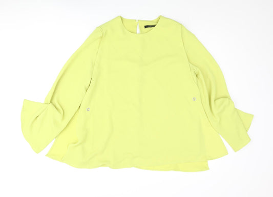 Autograph Womens Green Polyester Basic Blouse Size 10 Round Neck - Layered