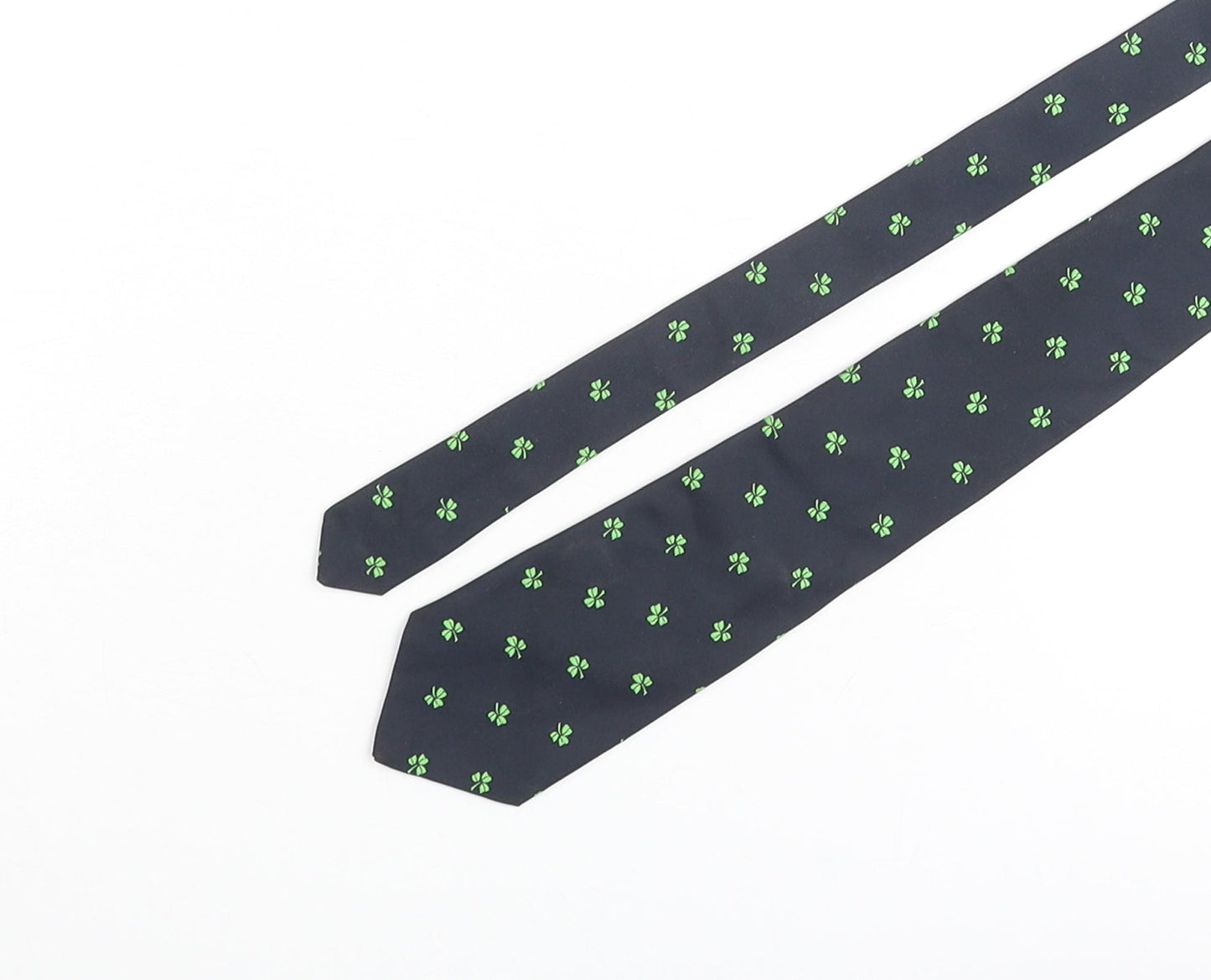 Hortex Mens Blue Geometric Polyester Pointed Tie One Size - Clover Print