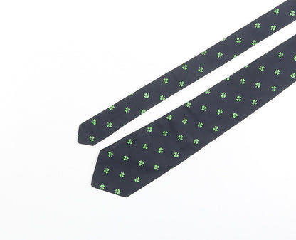 Hortex Mens Blue Geometric Polyester Pointed Tie One Size - Clover Print