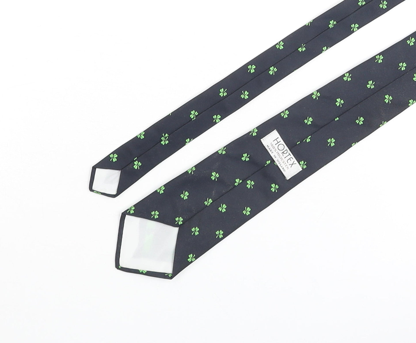 Hortex Mens Blue Geometric Polyester Pointed Tie One Size - Clover Print