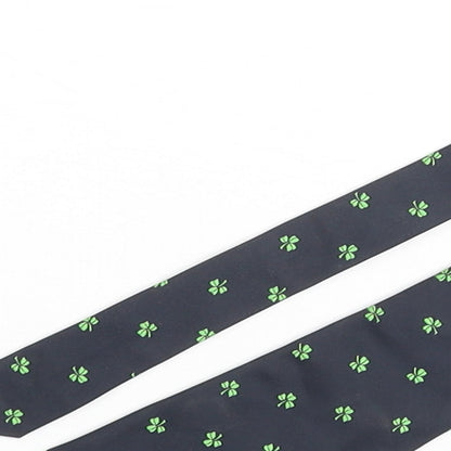 Hortex Mens Blue Geometric Polyester Pointed Tie One Size - Clover Print