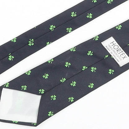 Hortex Mens Blue Geometric Polyester Pointed Tie One Size - Clover Print