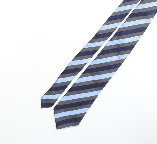 Michaelis Mens Blue Striped Silk Pointed Tie One Size