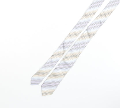 Amanda Christensen Mens Multicoloured Striped Silk Pointed Tie One Size