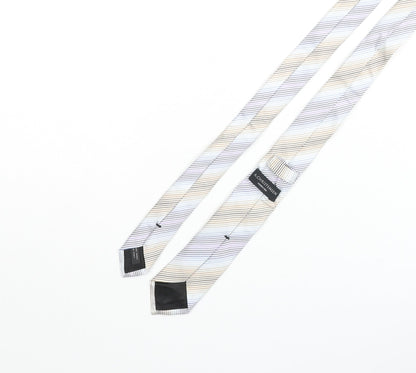 Amanda Christensen Mens Multicoloured Striped Silk Pointed Tie One Size