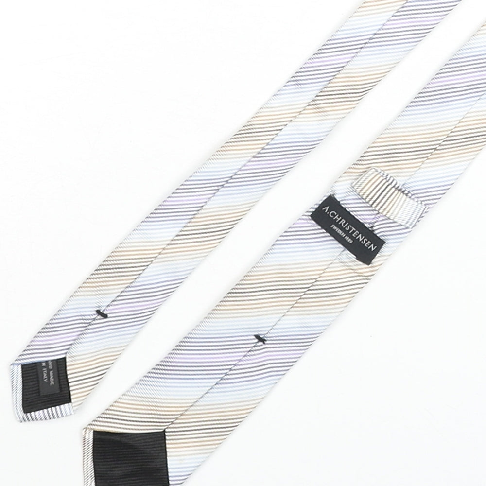 Amanda Christensen Mens Multicoloured Striped Silk Pointed Tie One Size