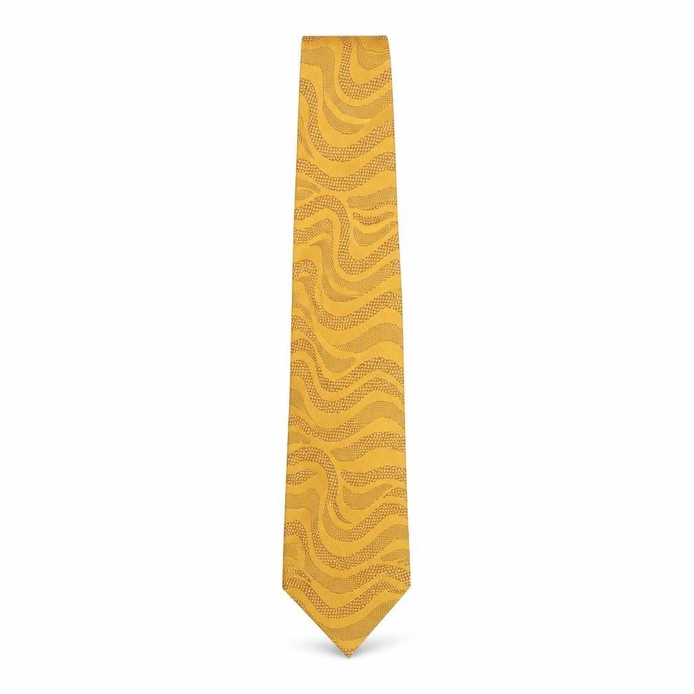 Mens REMUS Yellow Geometric  Pointed Tie
