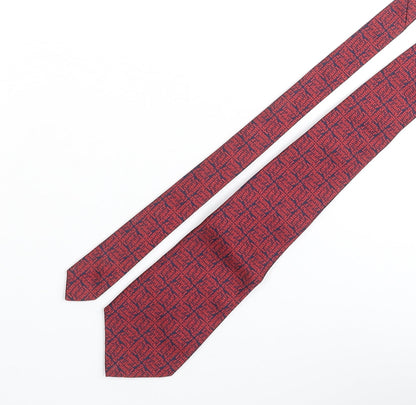 Tudor Ties Mens Red Geometric Polyester Pointed Tie One Size - Hansa Lager