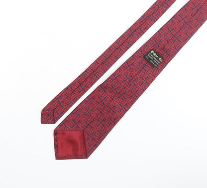 Tudor Ties Mens Red Geometric Polyester Pointed Tie One Size - Hansa Lager