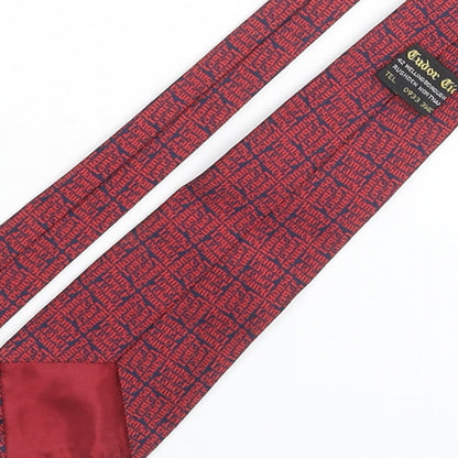 Tudor Ties Mens Red Geometric Polyester Pointed Tie One Size - Hansa Lager