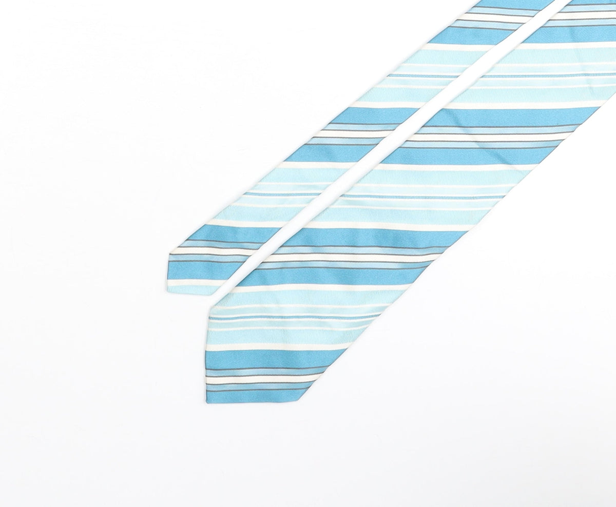 Hilditch & Key Mens Blue Striped Polyester Pointed Tie One Size