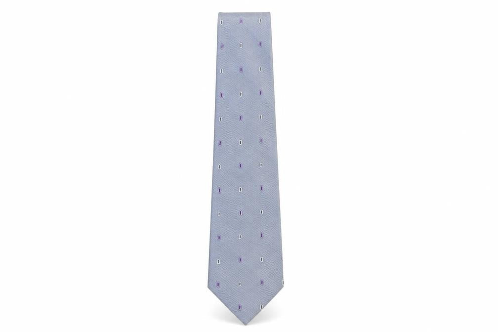 Mens Tom English Blue Geometric  Pointed Tie