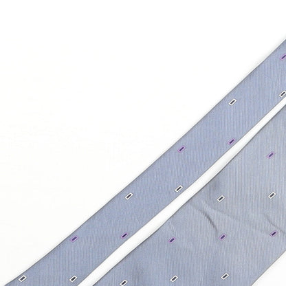 Tom English Mens Blue Geometric Silk Pointed Tie One Size
