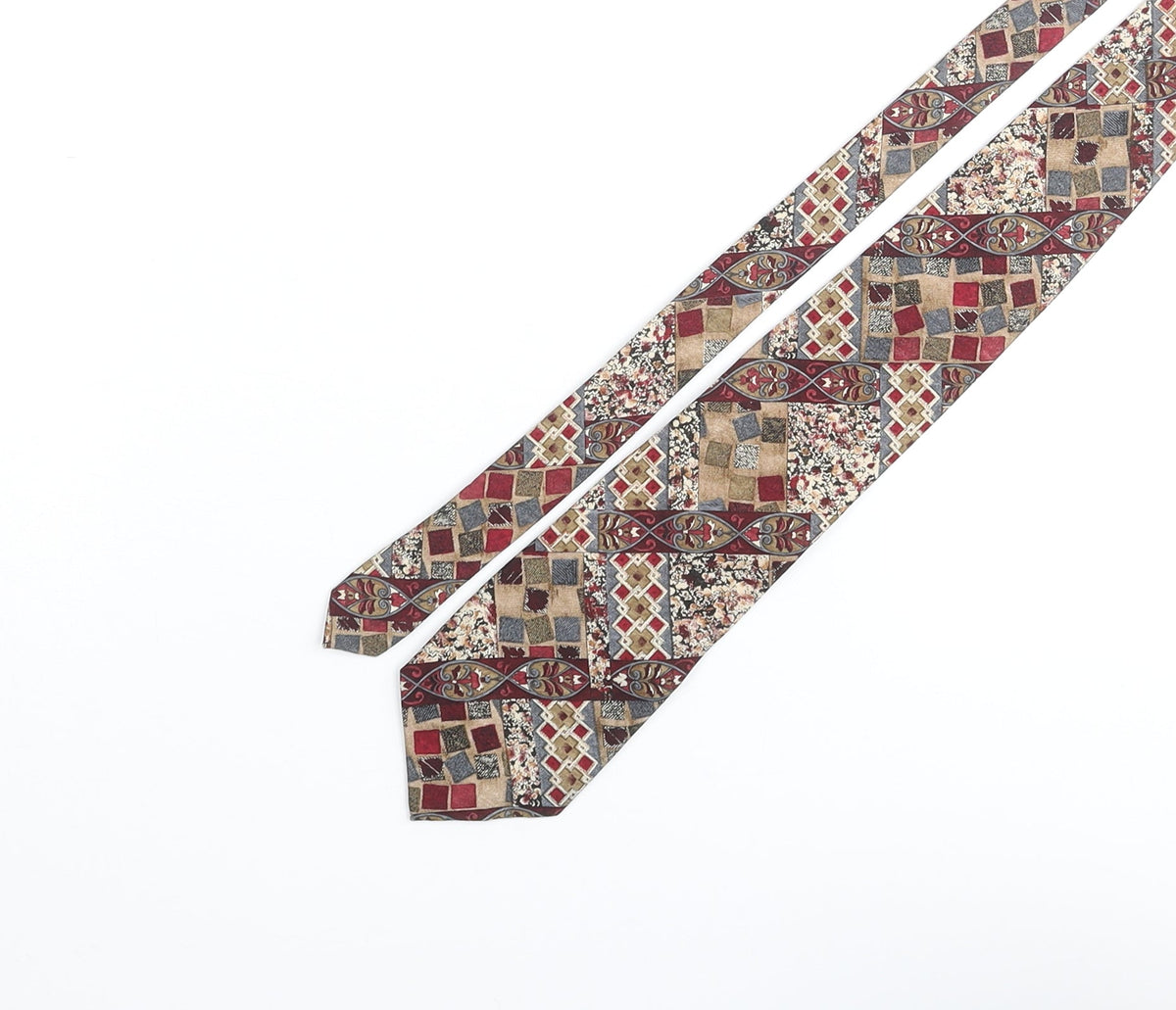 Henley & Finch Mens Multicoloured Geometric Polyester Pointed Tie One Size
