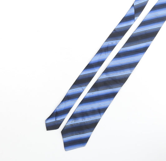 Simon Carter Mens Blue Striped Silk Pointed Tie One Size