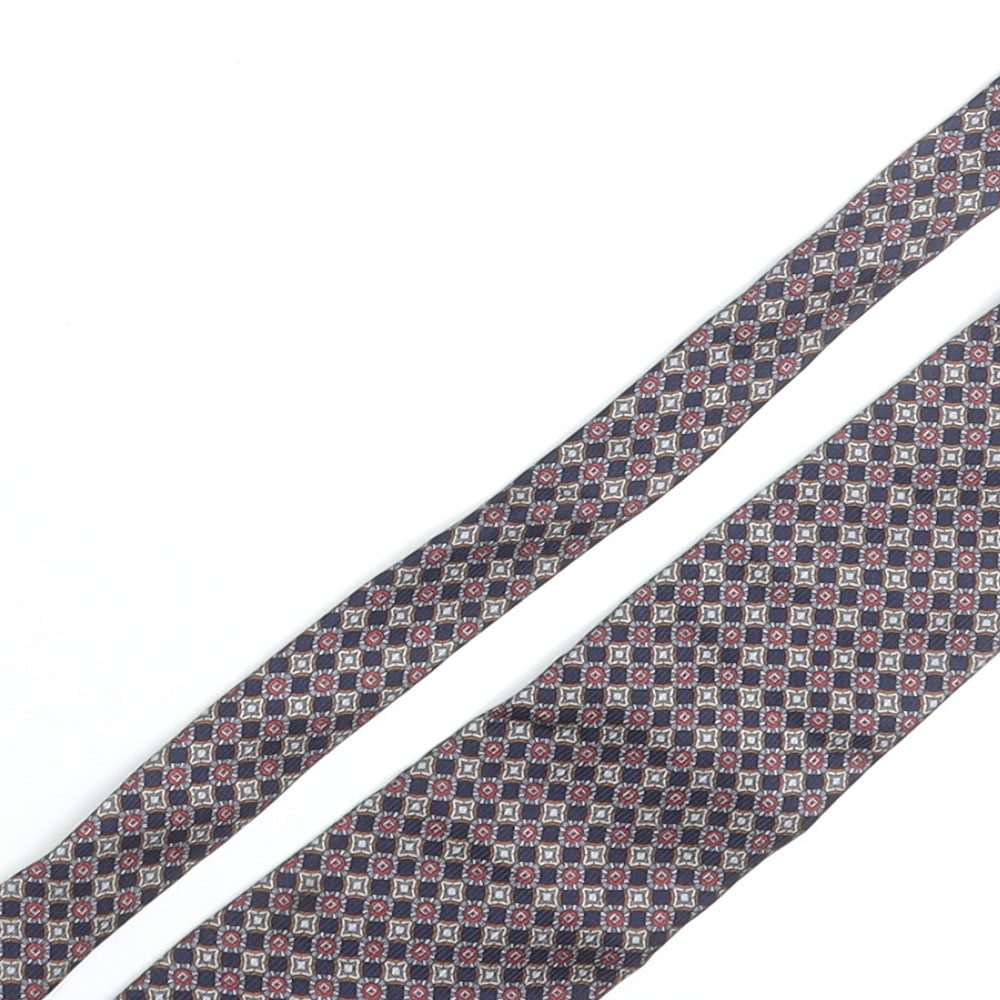 Alberto Piano Mens Multicoloured Geometric Silk Pointed Tie One Size