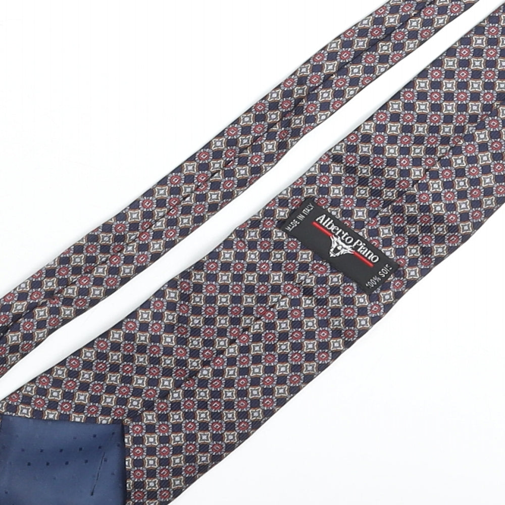 Alberto Piano Mens Multicoloured Geometric Silk Pointed Tie One Size