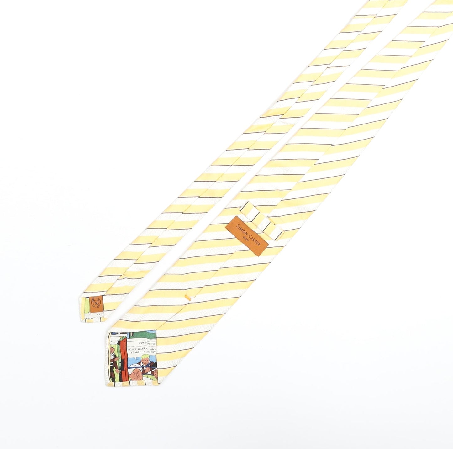 Simon Carter Mens Yellow Striped Silk Pointed Tie One Size