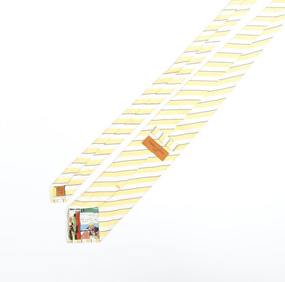 Simon Carter Mens Yellow Striped Silk Pointed Tie One Size