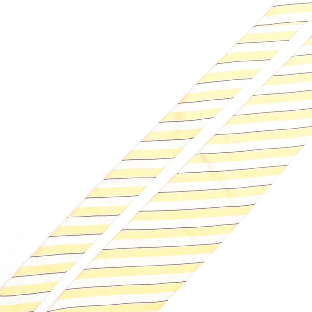 Simon Carter Mens Yellow Striped Silk Pointed Tie One Size