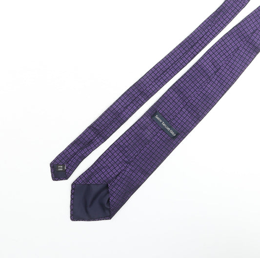 Savoy Taylors Guild Mens Purple Geometric Silk Pointed Tie One Size