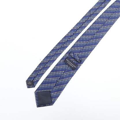 Lloyd Attree & Smith Mens Blue Geometric Polyester Pointed Tie One Size